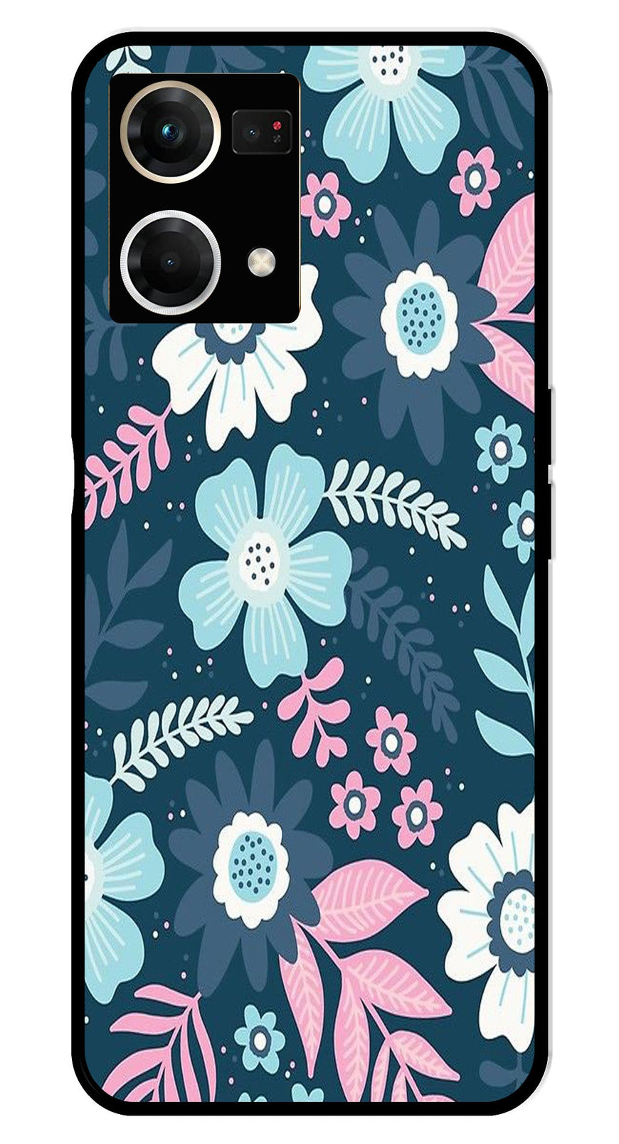 Flower Leaves Design Metal Mobile Case for Oppo F21 Pro    (Design No -50)