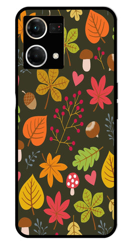 Leaves Design Metal Mobile Case for Oppo F21 Pro    (Design No -51)