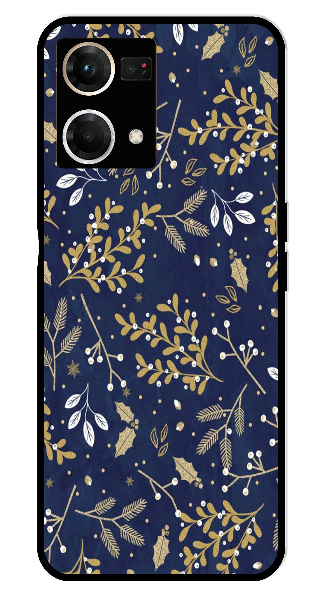 Floral Pattern  Metal Mobile Case for Oppo F21 Pro    (Design No -52)