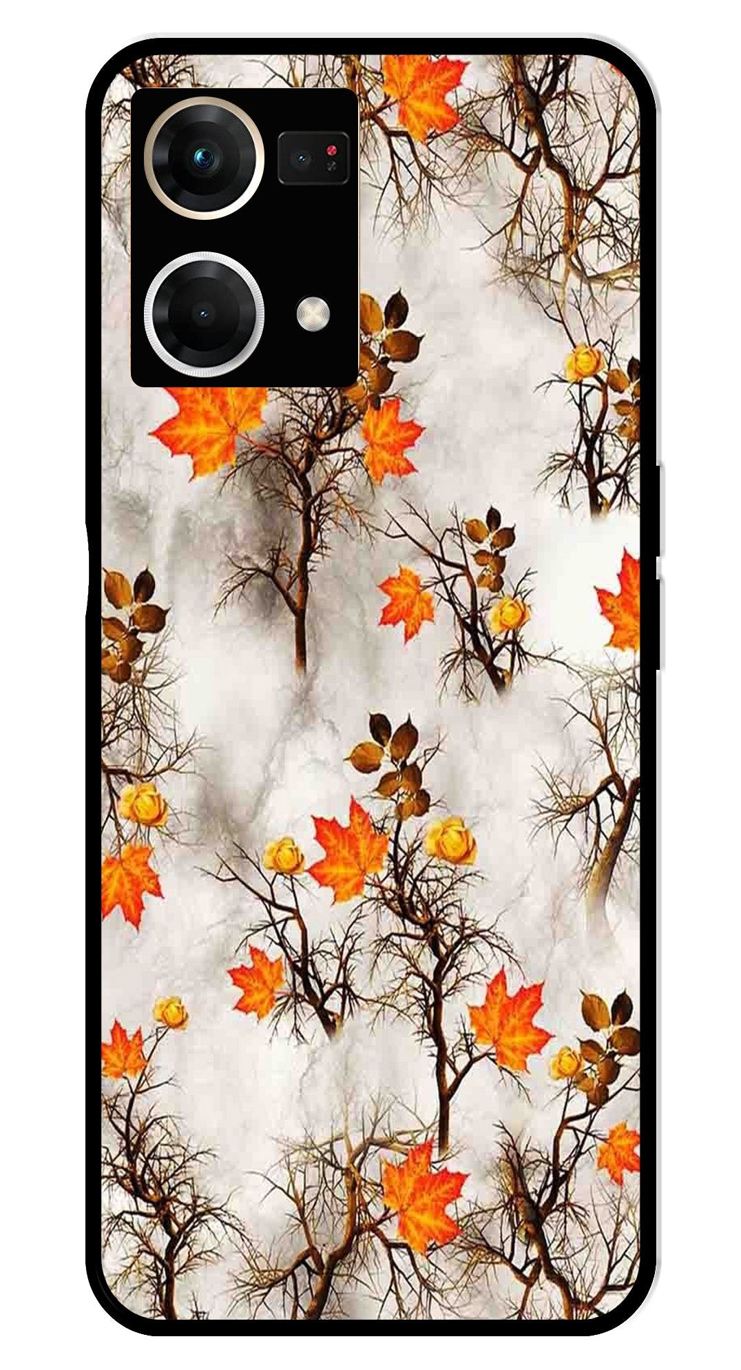 Autumn leaves Metal Mobile Case for Oppo F21 Pro    (Design No -55)