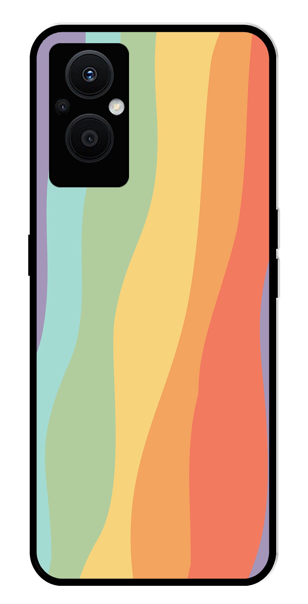 Muted Rainbow Metal Mobile Case for Oppo F21 Pro 5G    (Design No -02)