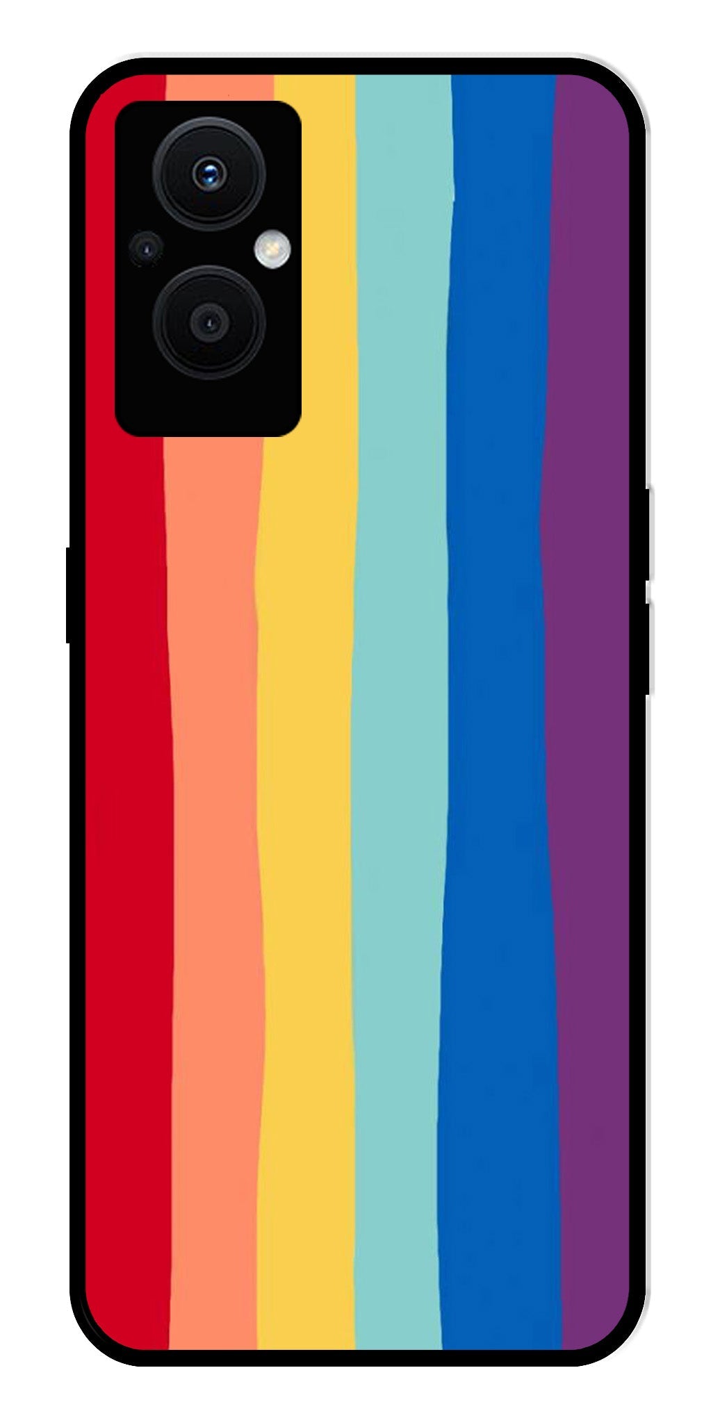 Rainbow MultiColor Metal Mobile Case for Oppo F21 Pro 5G    (Design No -03)