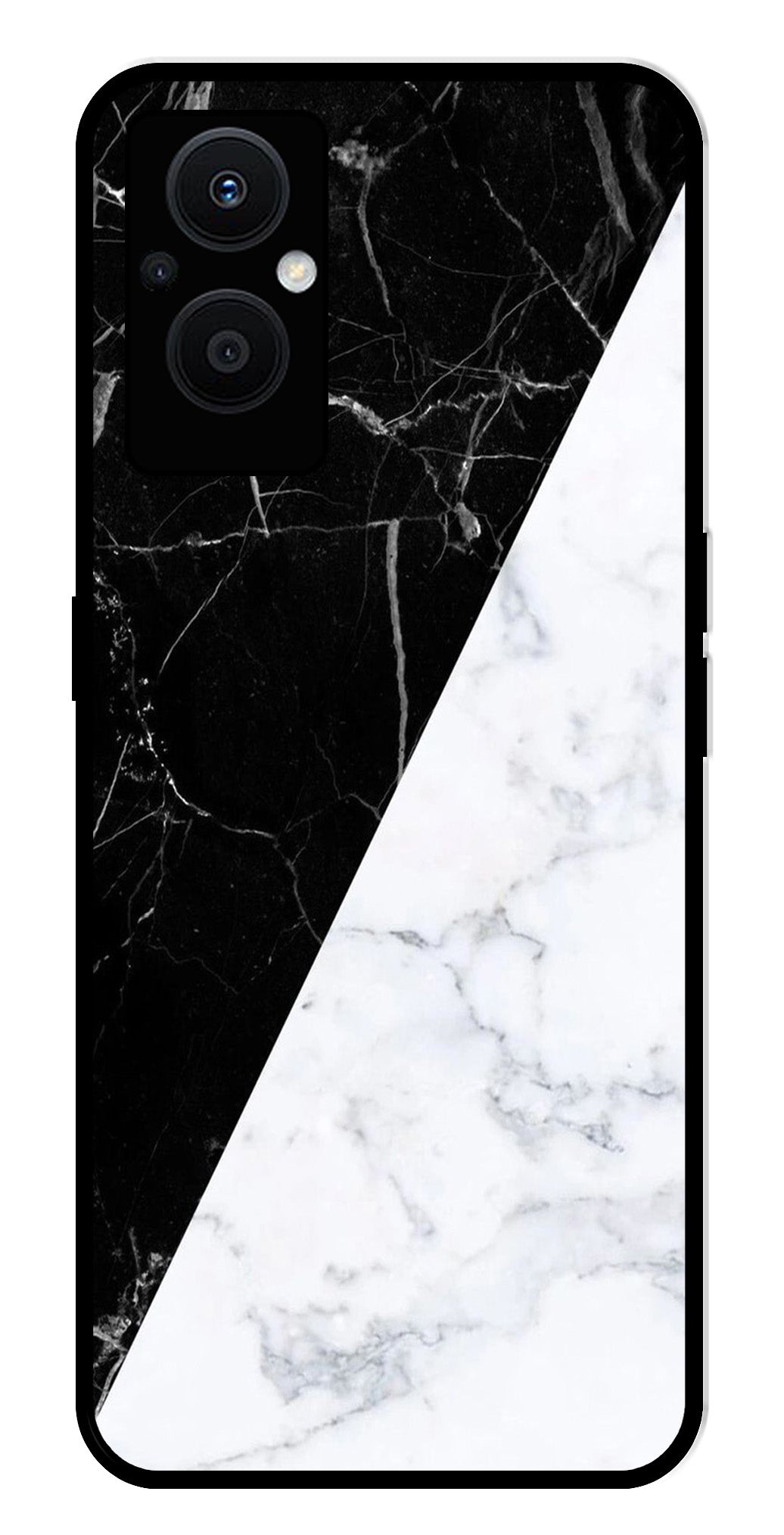 Black White Marble Design Metal Mobile Case for Oppo F21 Pro 5G    (Design No -09)