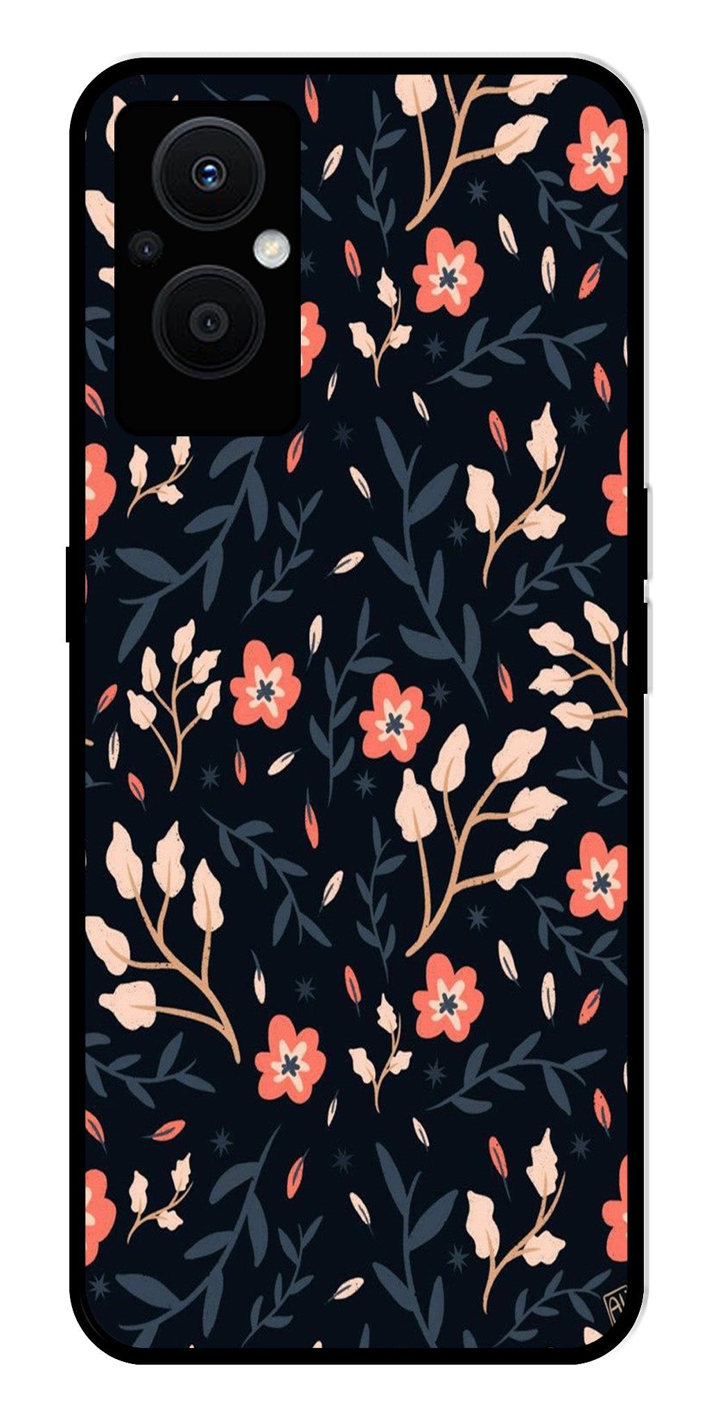 Floral Pattern Metal Mobile Case for Oppo F21 Pro 5G    (Design No -10)