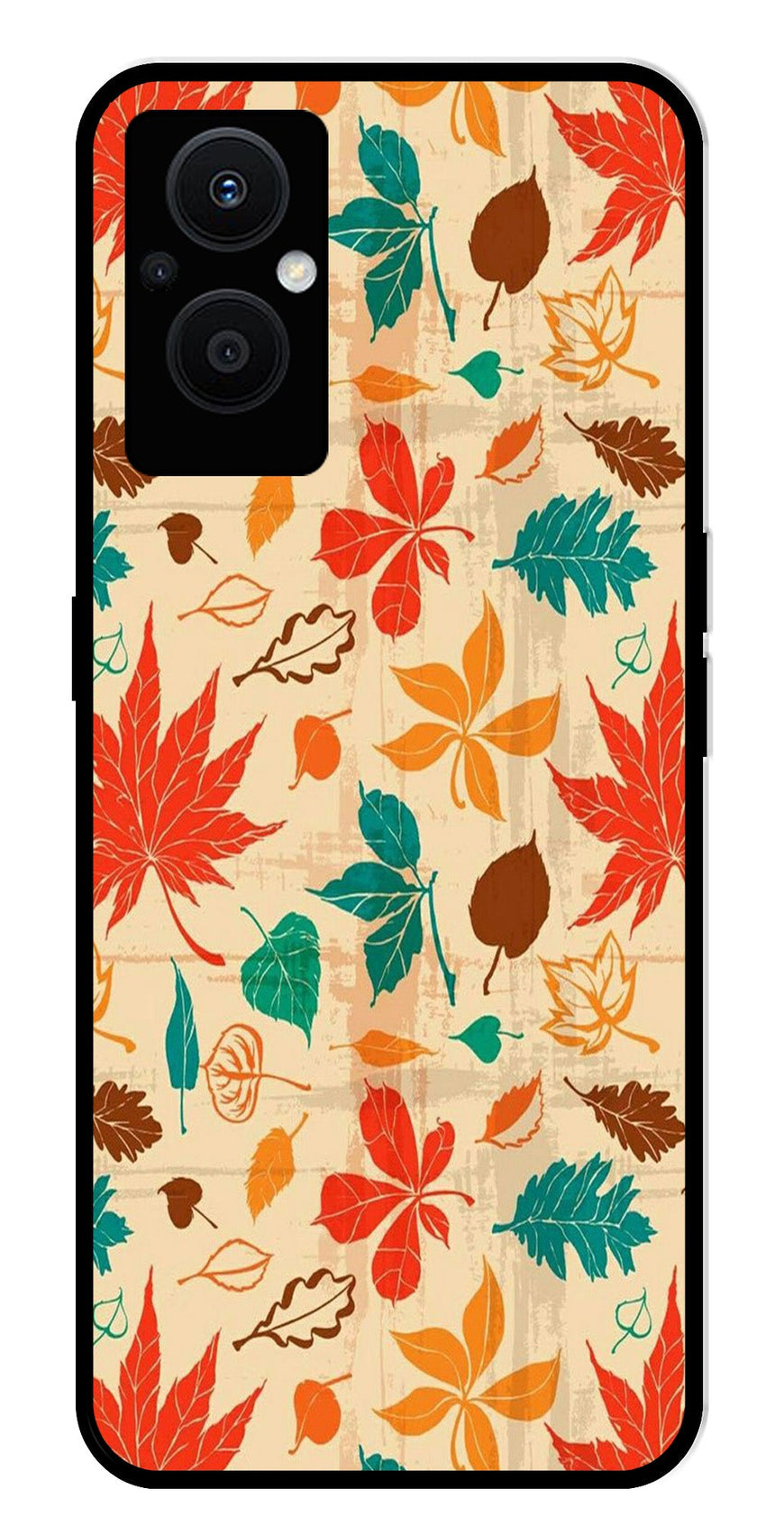 Leafs Design Metal Mobile Case for Oppo F21 Pro 5G    (Design No -14)