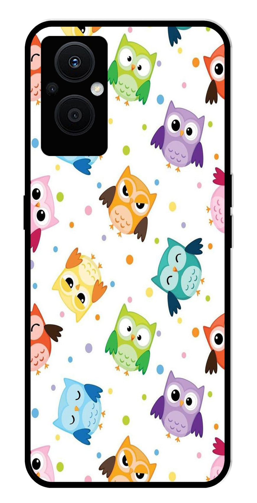 Owls Pattern Metal Mobile Case for Oppo F21 Pro 5G    (Design No -20)