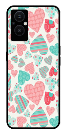 Hearts Pattern Metal Mobile Case for Oppo F21 Pro 5G