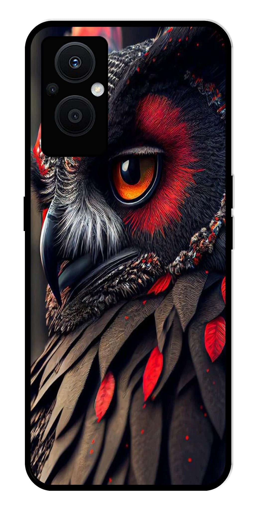 Owl Design Metal Mobile Case for Oppo F21 Pro 5G    (Design No -26)