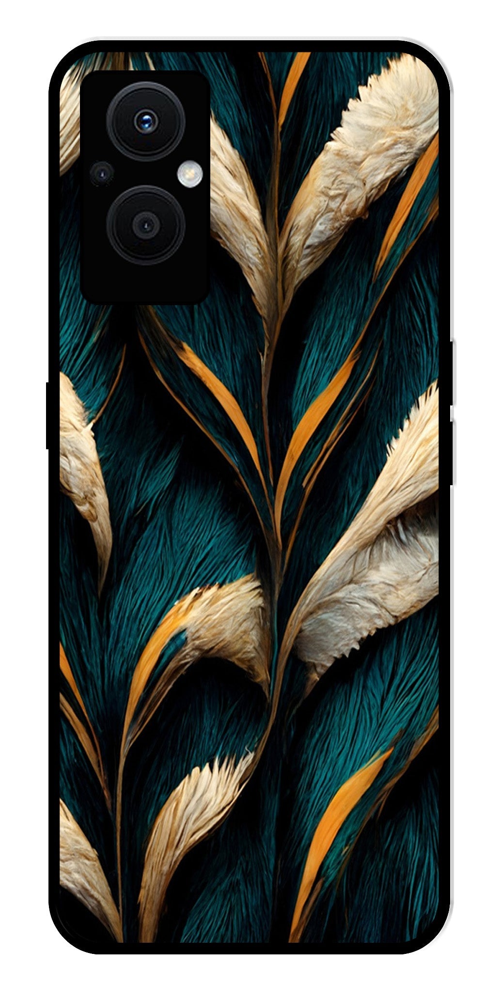 Feathers Metal Mobile Case for Oppo F21 Pro 5G    (Design No -30)