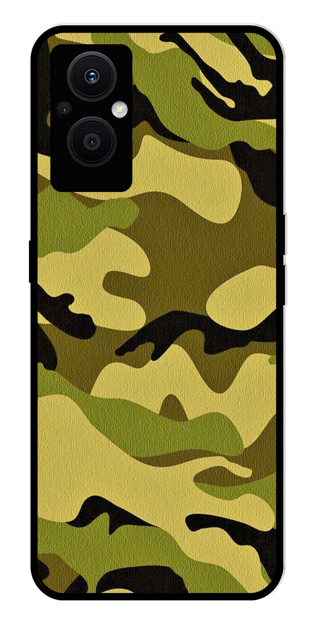 Army Pattern Metal Mobile Case for Oppo F21 Pro 5G    (Design No -35)