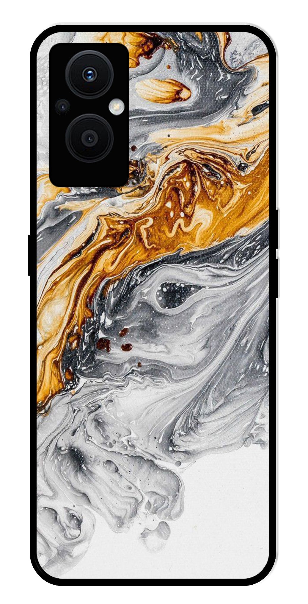 Marble Pattern Metal Mobile Case for Oppo F21 Pro 5G    (Design No -36)