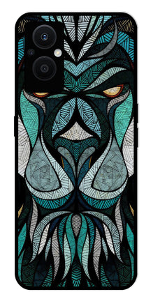 Lion Pattern Metal Mobile Case for Oppo F21 Pro 5G