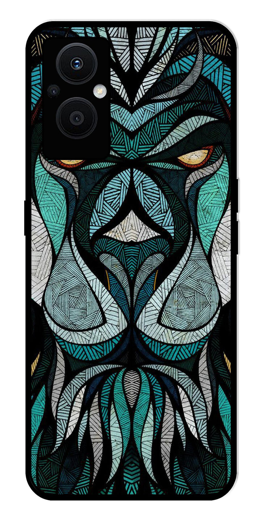 Lion Pattern Metal Mobile Case for Oppo F21 Pro 5G    (Design No -40)