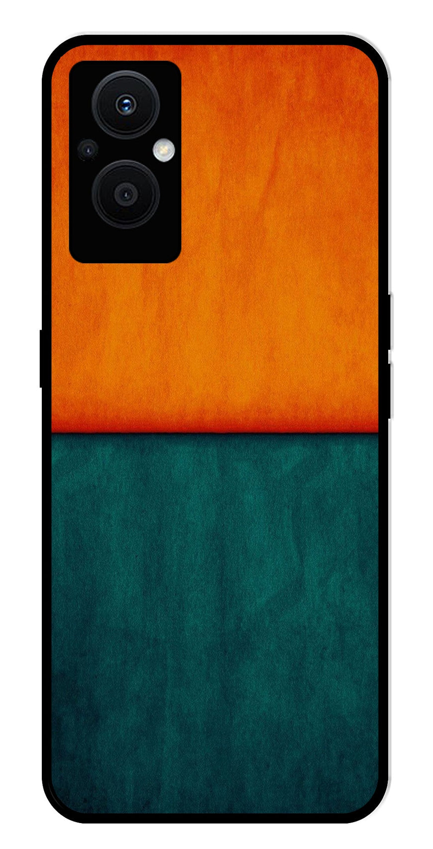 Orange Green Pattern Metal Mobile Case for Oppo F21 Pro 5G    (Design No -45)