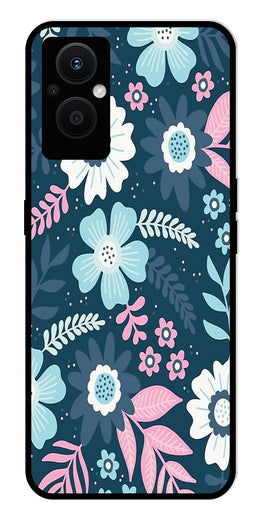 Flower Leaves Design Metal Mobile Case for Oppo F21 Pro 5G    (Design No -50)