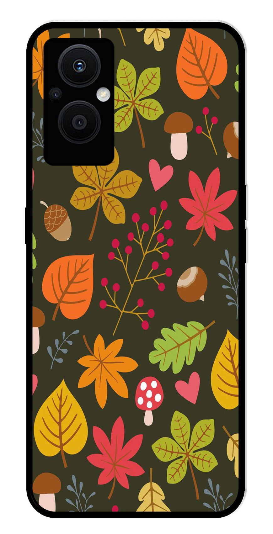 Leaves Design Metal Mobile Case for Oppo F21 Pro 5G    (Design No -51)