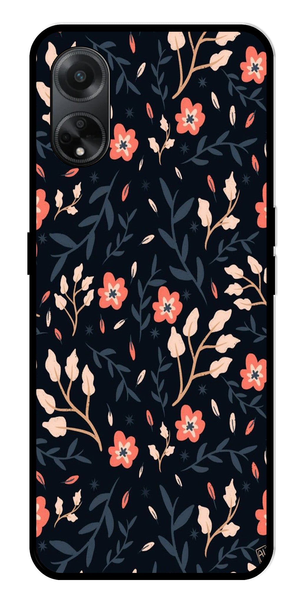 Floral Pattern Metal Mobile Case for Oppo F23 5G    (Design No -10)