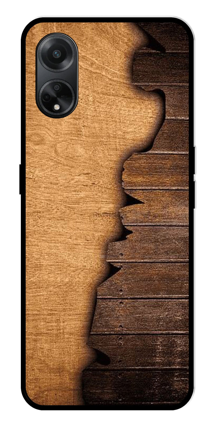 Wooden Design Metal Mobile Case for Oppo F23 5G    (Design No -13)