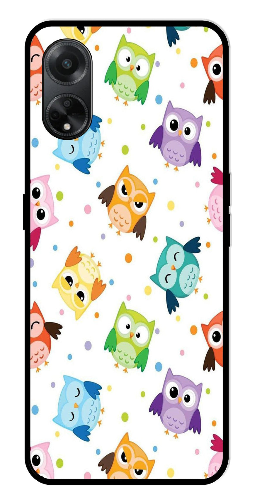 Owls Pattern Metal Mobile Case for Oppo F23 5G    (Design No -20)