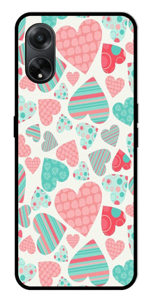 Hearts Pattern Metal Mobile Case for Oppo F23 5G