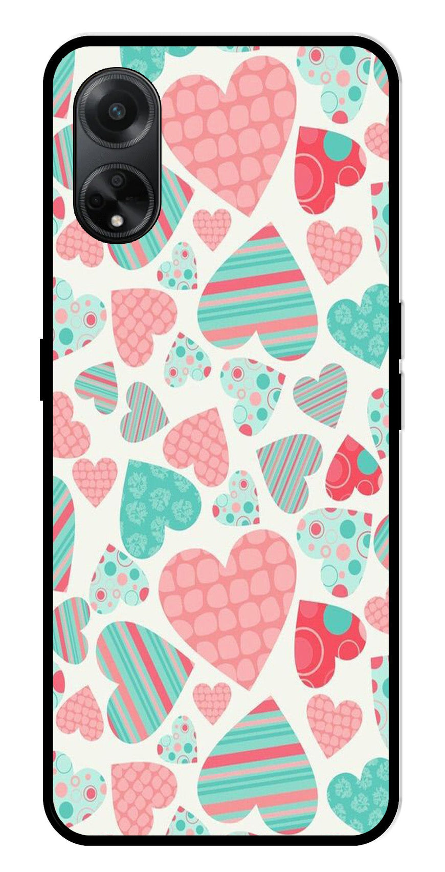 Hearts Pattern Metal Mobile Case for Oppo F23 5G    (Design No -22)