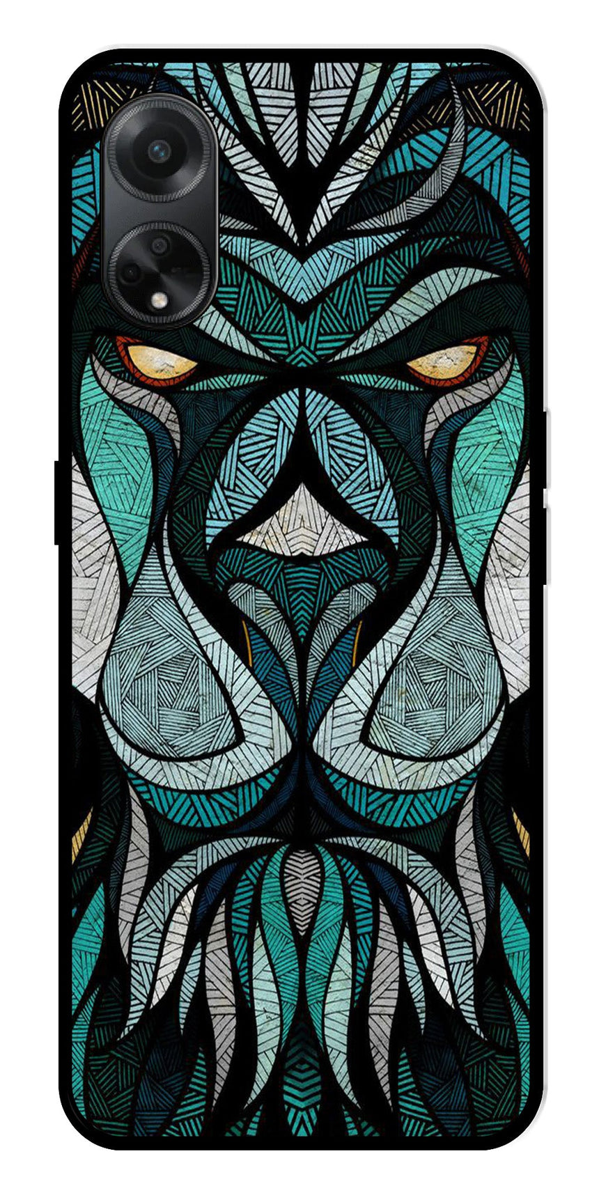 Lion Pattern Metal Mobile Case for Oppo F23 5G    (Design No -40)