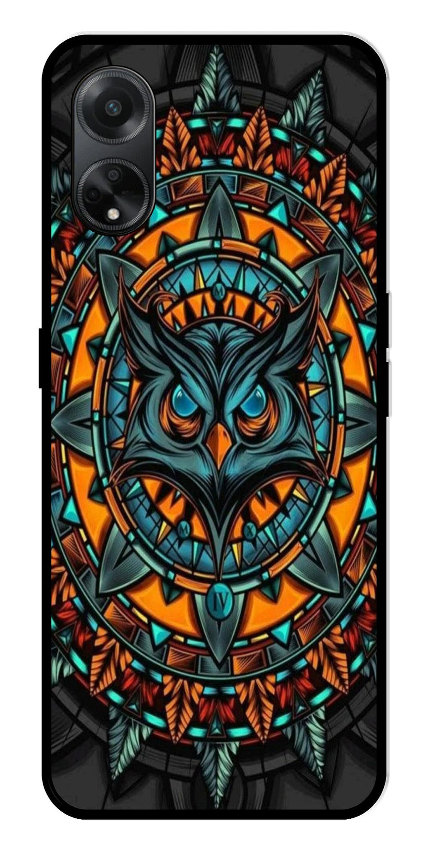 Owl Pattern Metal Mobile Case for Oppo F23 5G    (Design No -42)