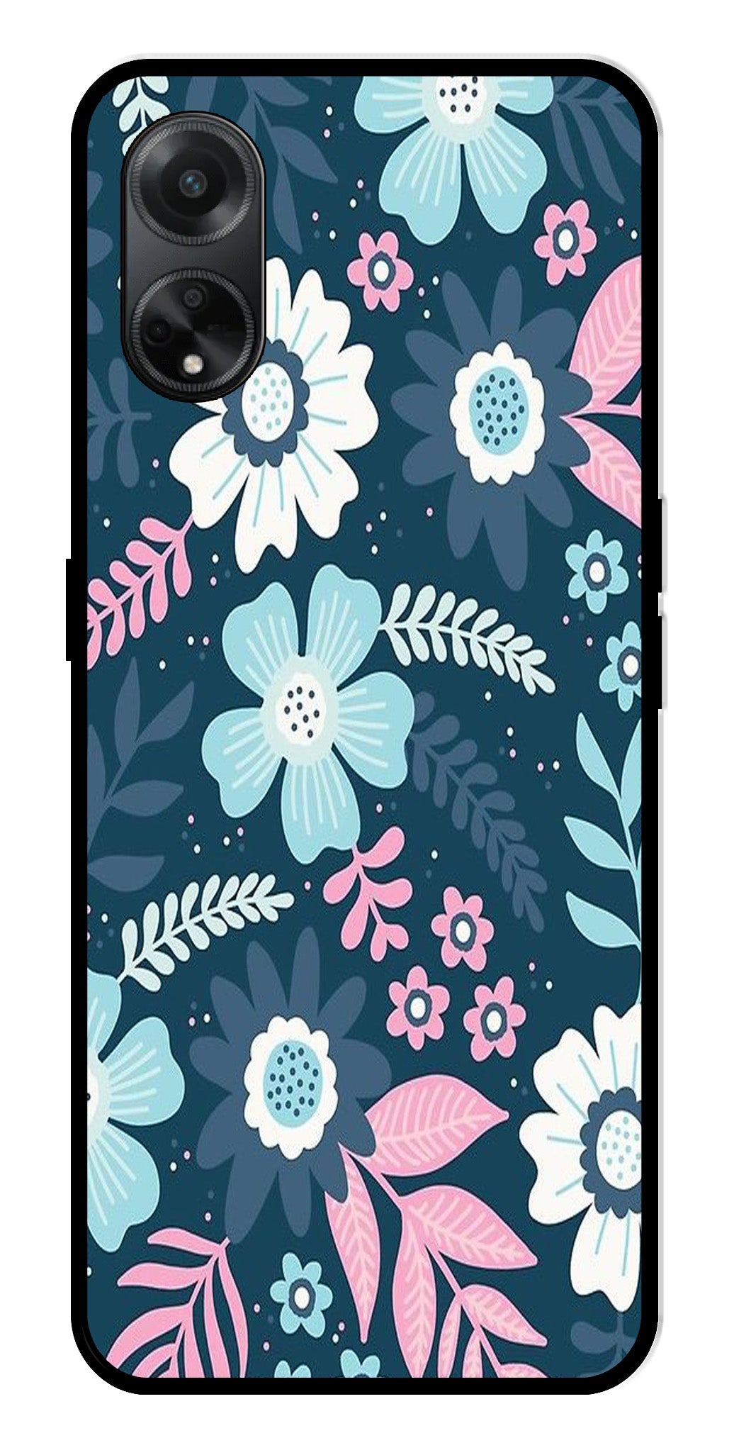 Flower Leaves Design Metal Mobile Case for Oppo F23 5G    (Design No -50)