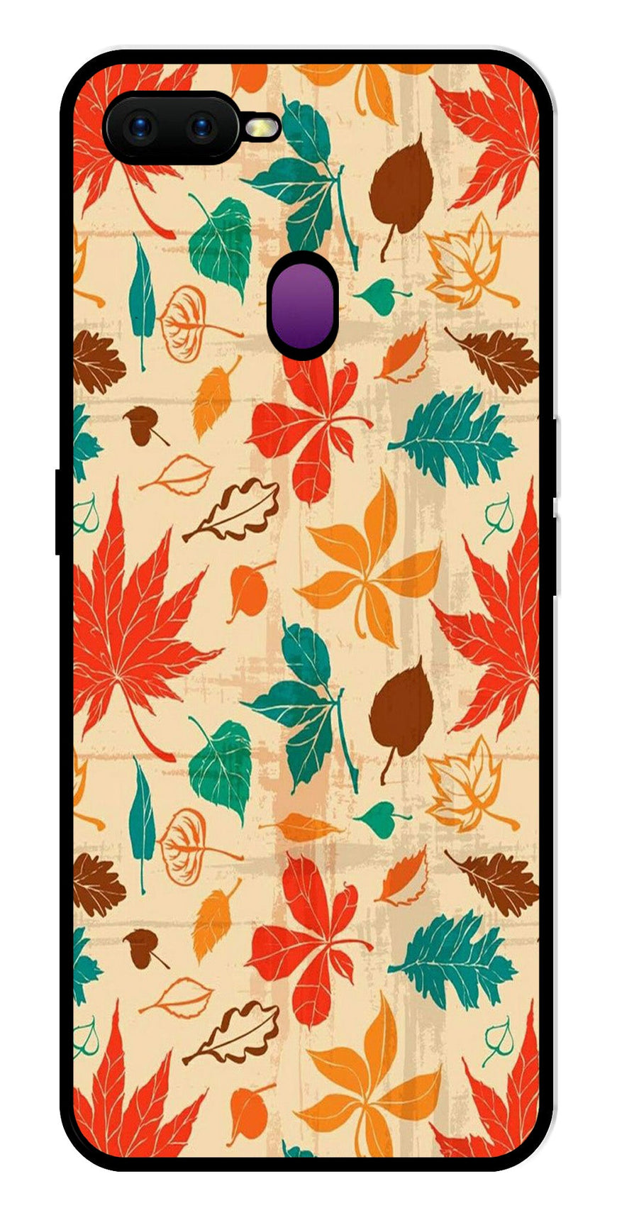 Leafs Design Metal Mobile Case for Oppo F9   (Design No -14)