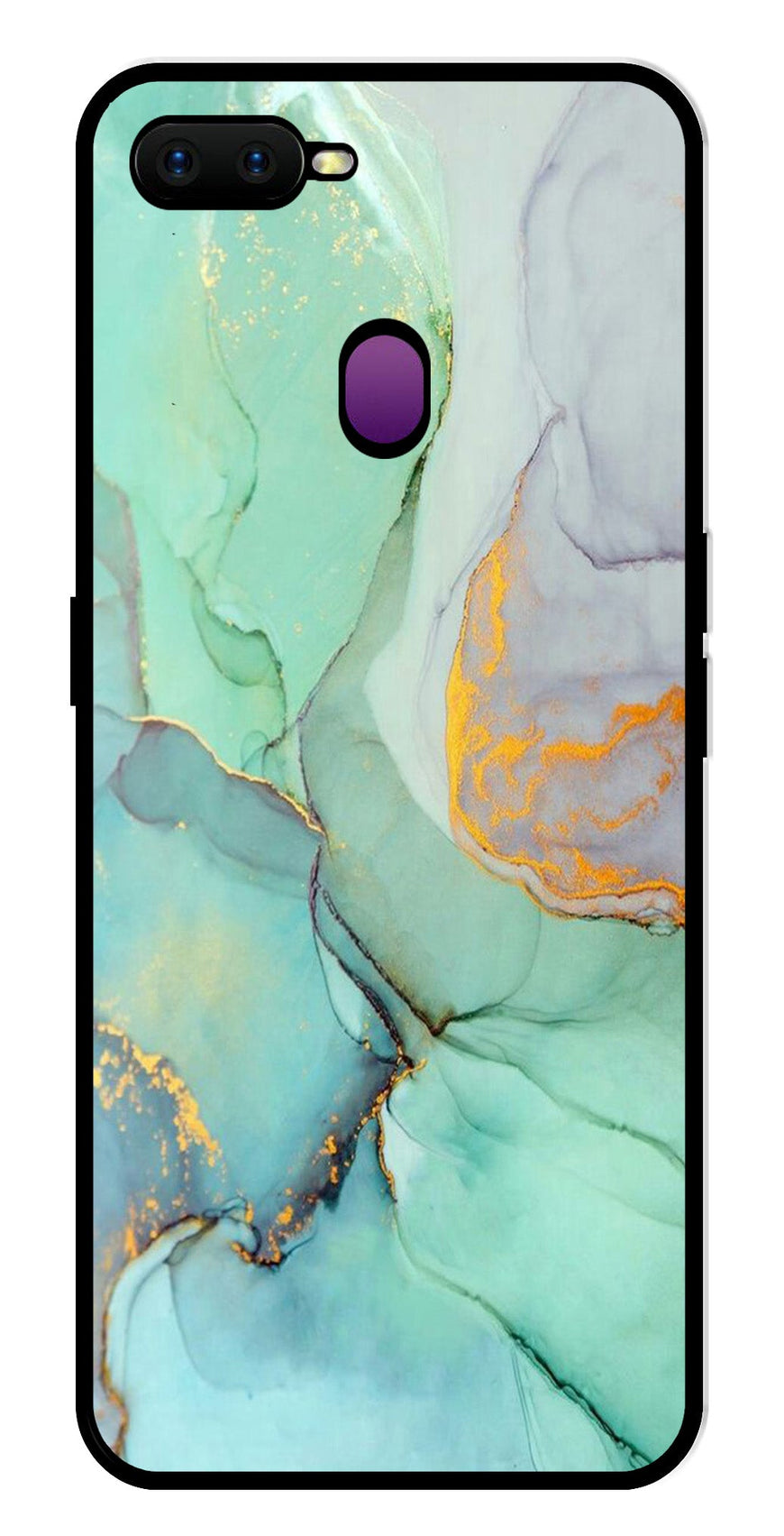 Marble Design Metal Mobile Case for Oppo F9   (Design No -46)