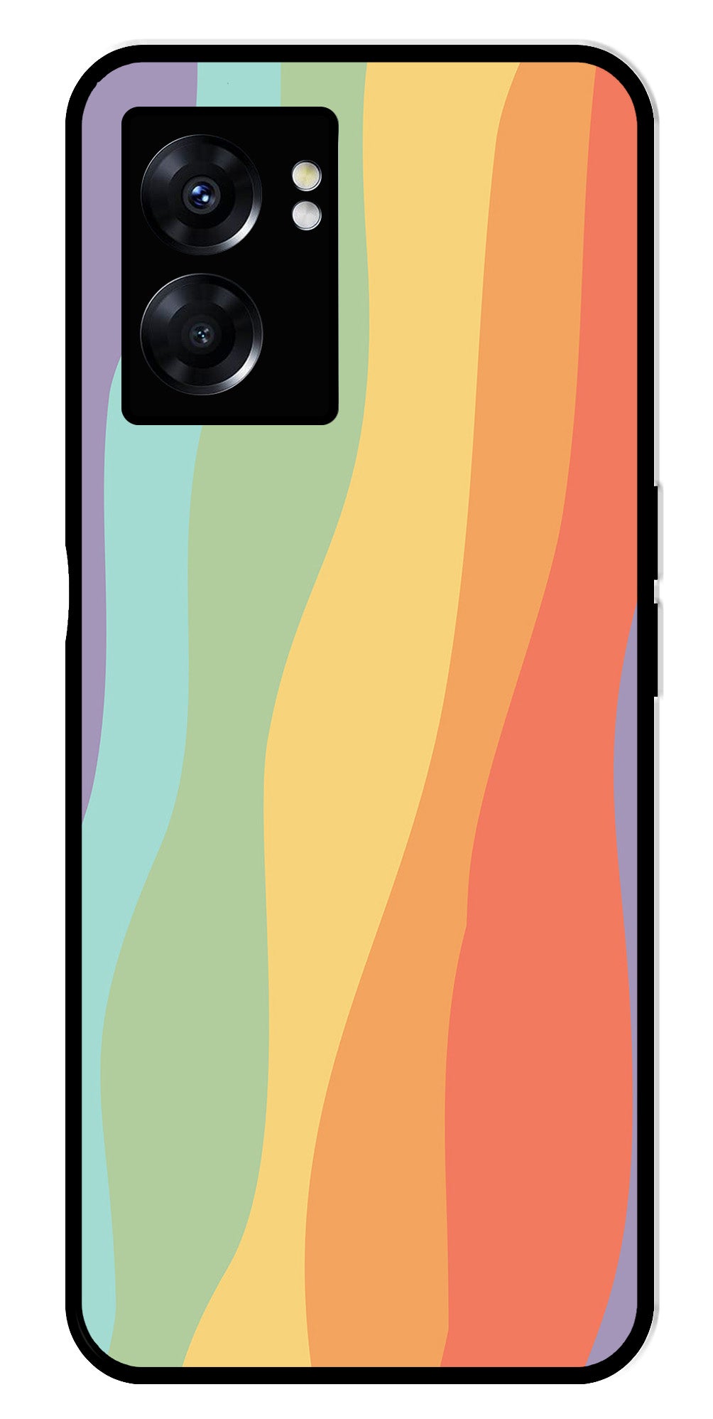 Muted Rainbow Metal Mobile Case for Oppo K10 5G   (Design No -02)