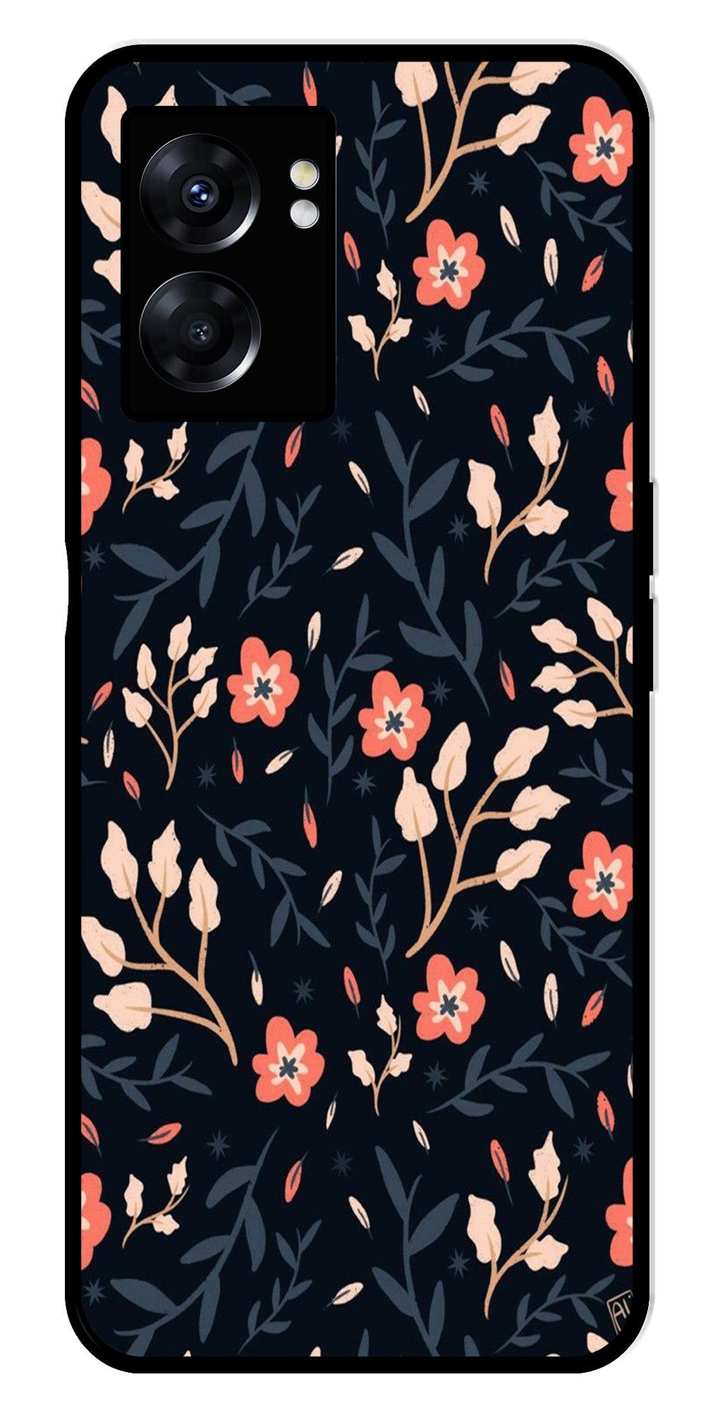 Floral Pattern Metal Mobile Case for Oppo K10 5G   (Design No -10)