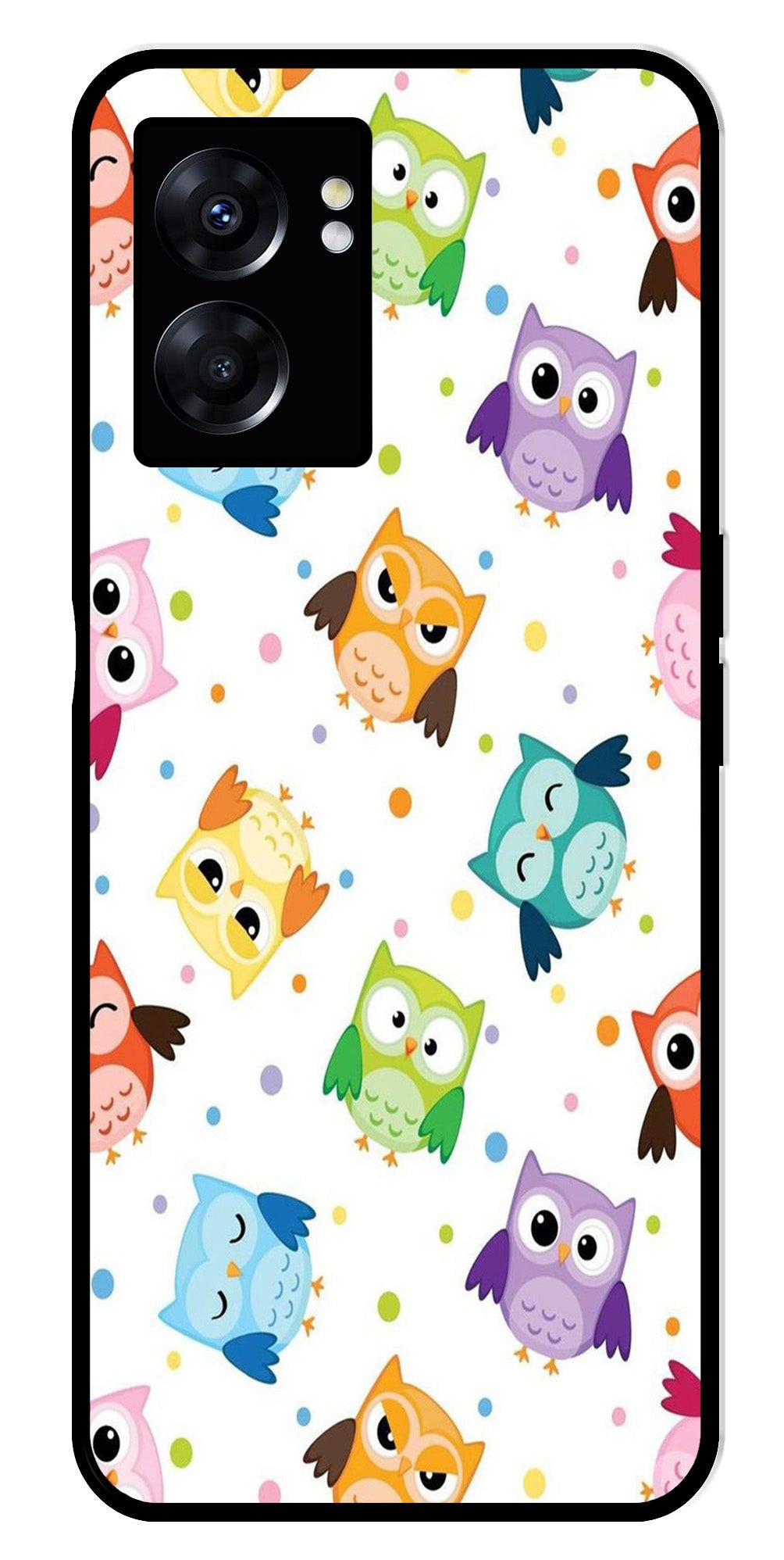 Owls Pattern Metal Mobile Case for Oppo K10 5G   (Design No -20)