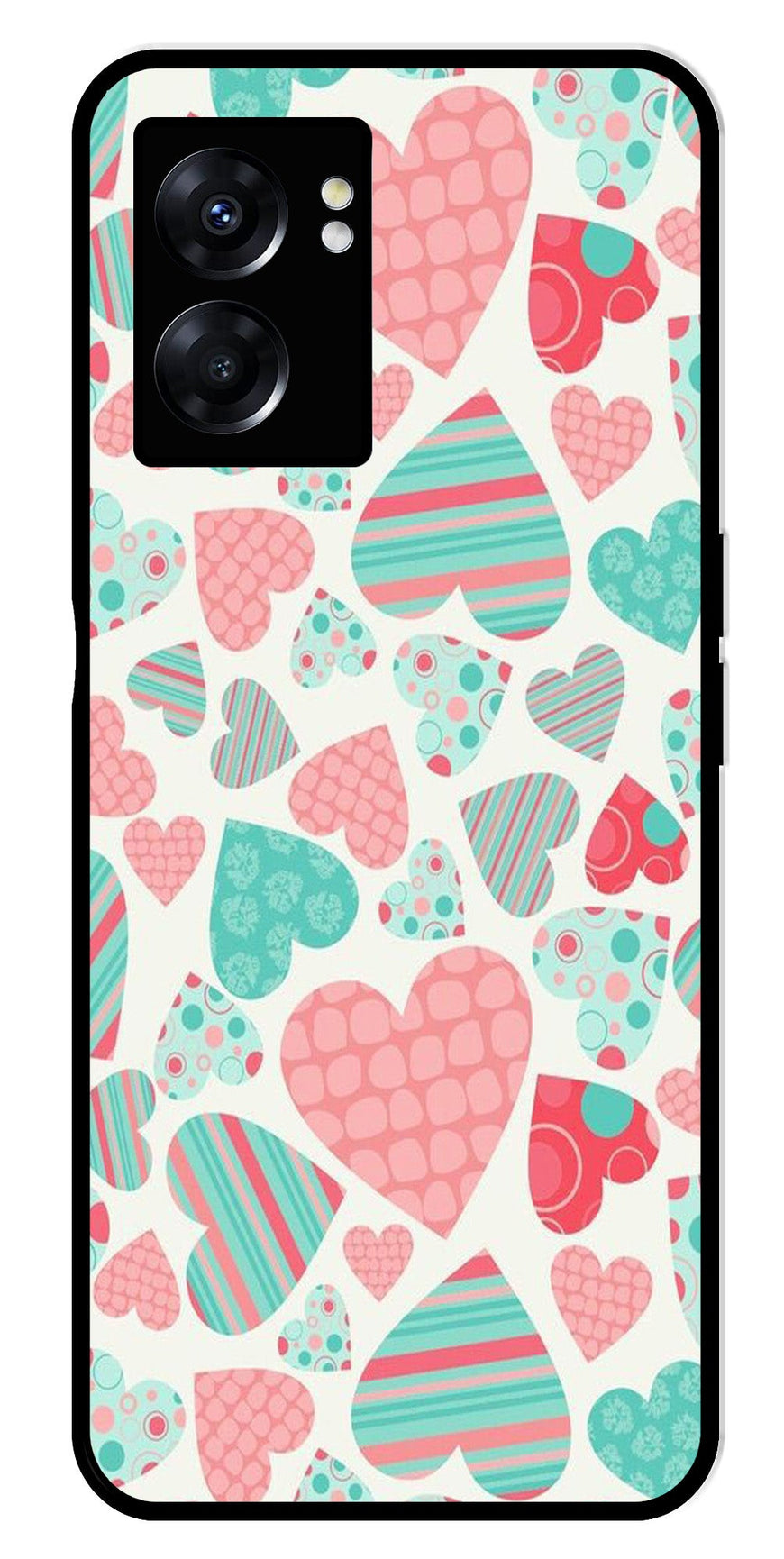 Hearts Pattern Metal Mobile Case for Oppo K10 5G   (Design No -22)