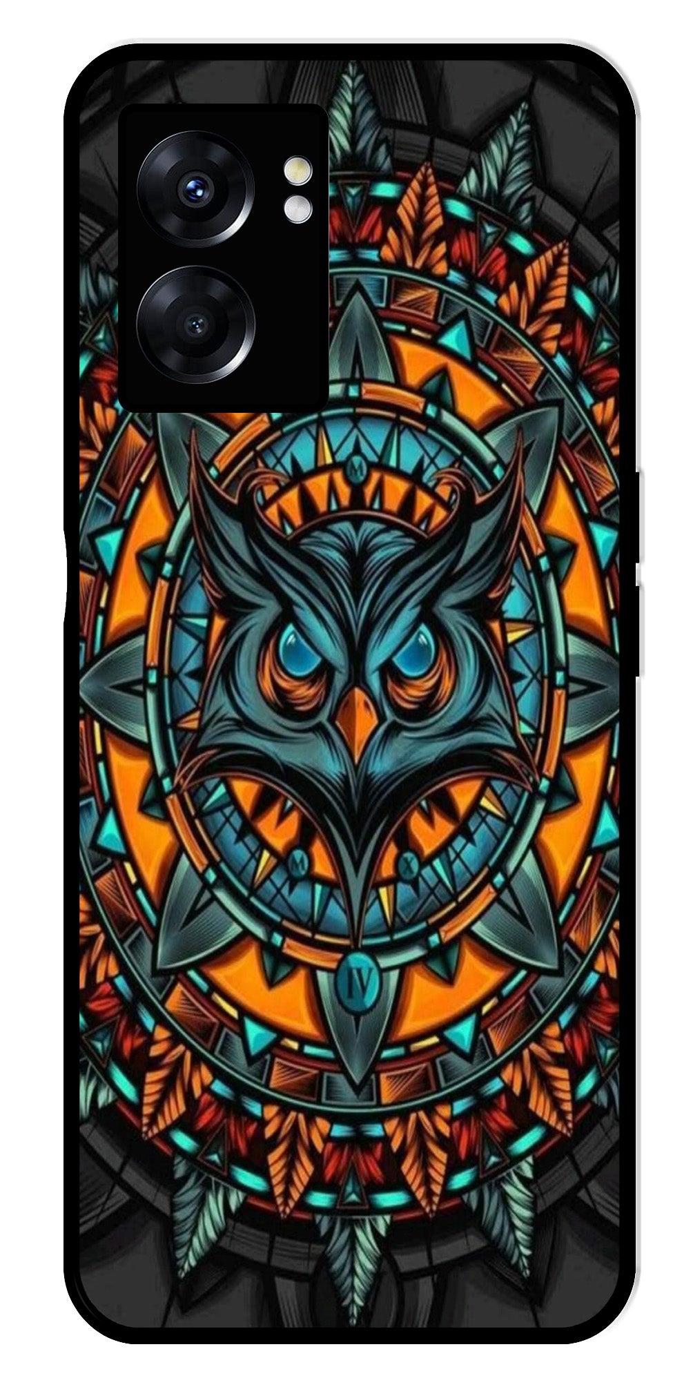 Owl Pattern Metal Mobile Case for Oppo K10 5G   (Design No -42)