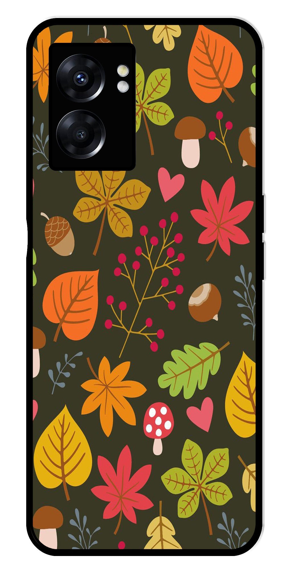 Leaves Design Metal Mobile Case for Oppo K10 5G   (Design No -51)