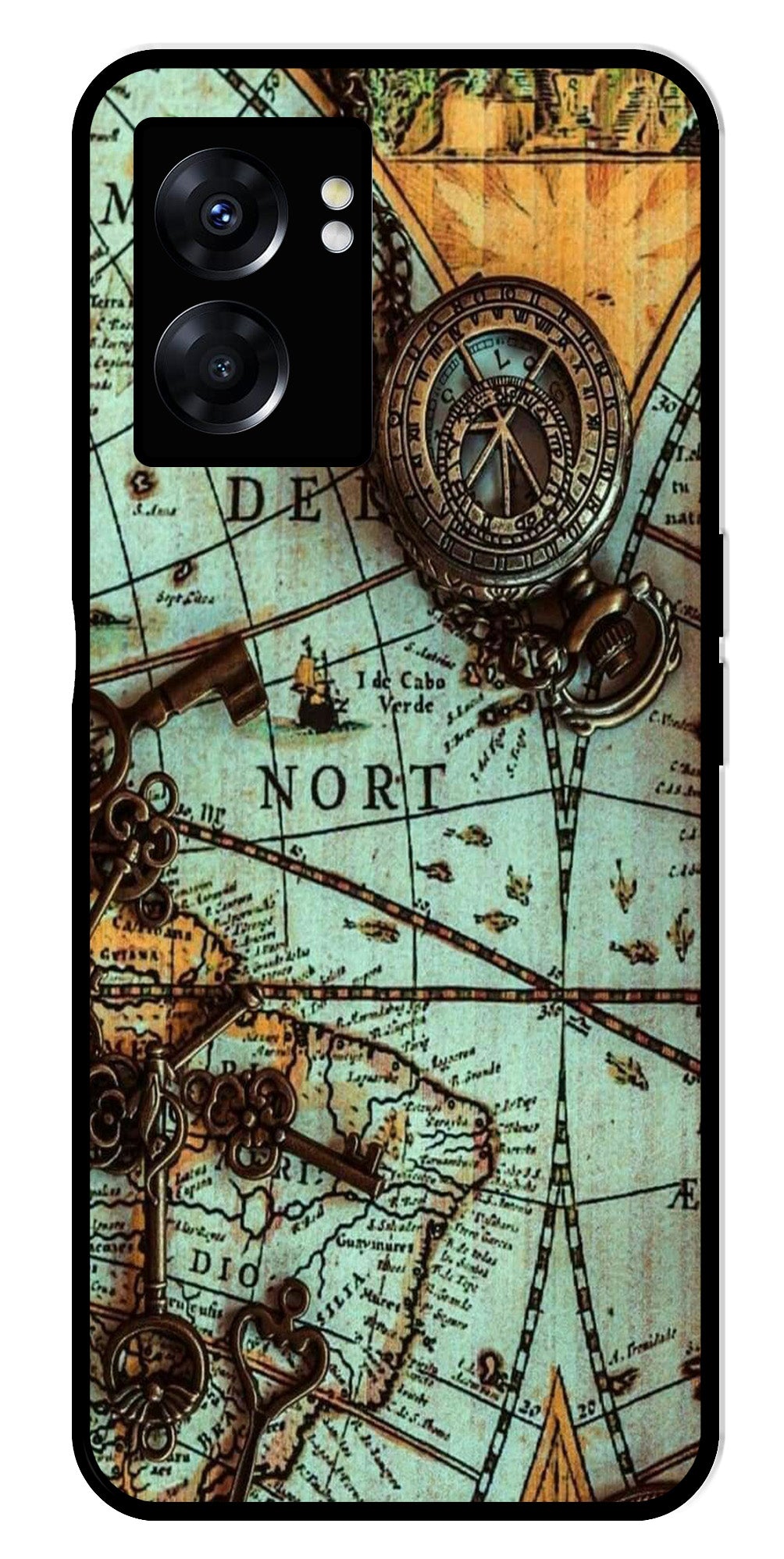 Map Design Metal Mobile Case for Oppo K10 5G   (Design No -54)