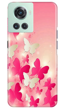 White Pick Butterflies Mobile Back Case for OnePlus 10R 5G (Design - 28)