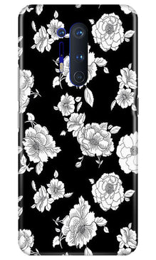 White flowers Black Background Mobile Back Case for OnePlus 8 Pro (Design - 9)