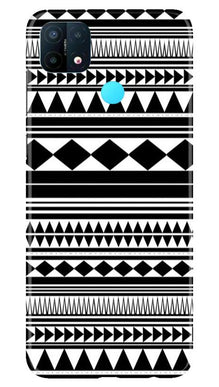 Black white Pattern Mobile Back Case for Oppo A15 (Design - 5)