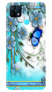 Blue Butterfly Mobile Back Case for Oppo A15 (Design - 21)