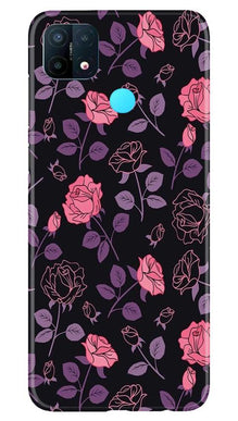 Rose Black Background Mobile Back Case for Oppo A15 (Design - 27)