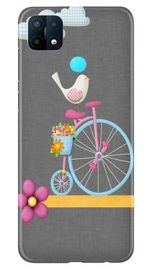 Sparron with cycle Mobile Back Case for Oppo A15 (Design - 34)