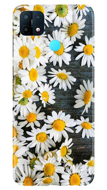 White flowers2 Mobile Back Case for Oppo A15 (Design - 62)