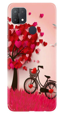 Red Heart Cycle Mobile Back Case for Oppo A15s (Design - 222)