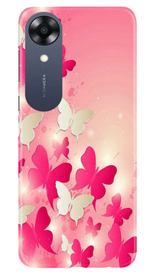 White Pick Butterflies Mobile Back Case for Oppo A17K (Design - 28)