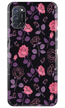 Rose Black Background Mobile Back Case for Oppo A92 (Design - 27)