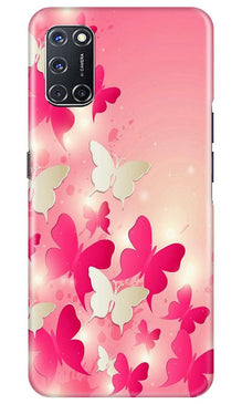 White Pick Butterflies Mobile Back Case for Oppo A92 (Design - 28)