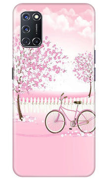 Pink Flowers Cycle Mobile Back Case for Oppo A92  (Design - 102)
