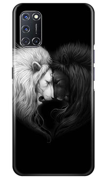 Dark White Lion Mobile Back Case for Oppo A92  (Design - 140)